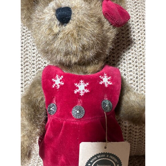 Boyds Bears & Friends Gwen Marie Bear 12" Collectible Red Velvet Snowflakes Bow - Picture 5 of 8